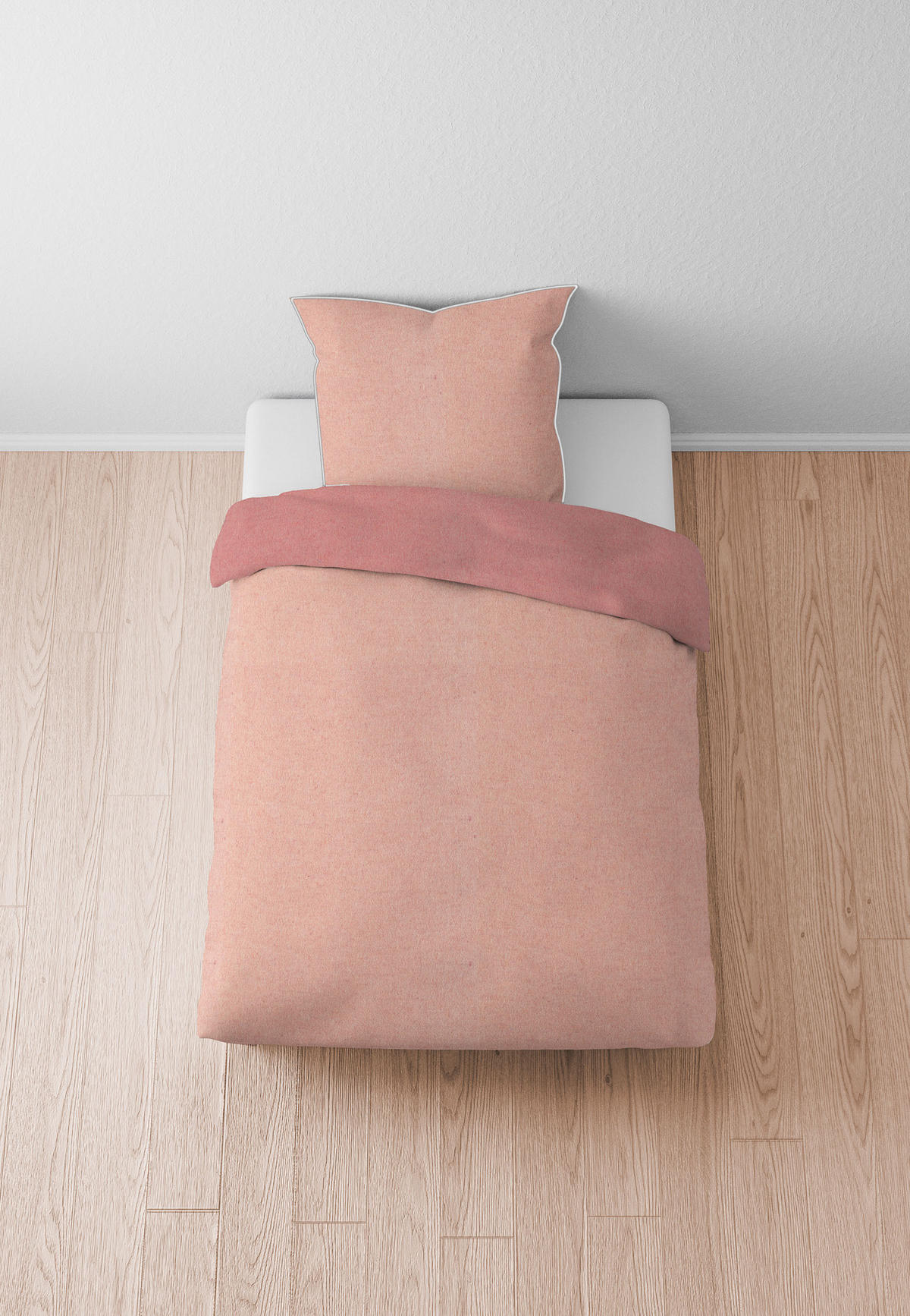 BETTWÄSCHE-GARNITUR Biber Melange UNI terra, 135x200 cm + 80x80 cm - Terracotta, Textil (135/200cm) - biberna