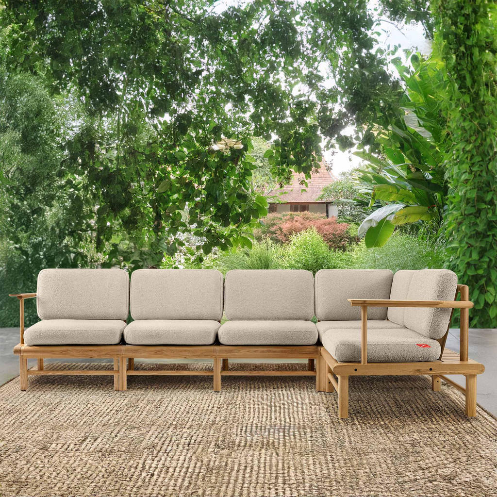Thumbnail - Konsimo® Loungesofa, Creme, Holz, Textil, 300x80x160 cm, Loungemöbel, Outdoorsofas