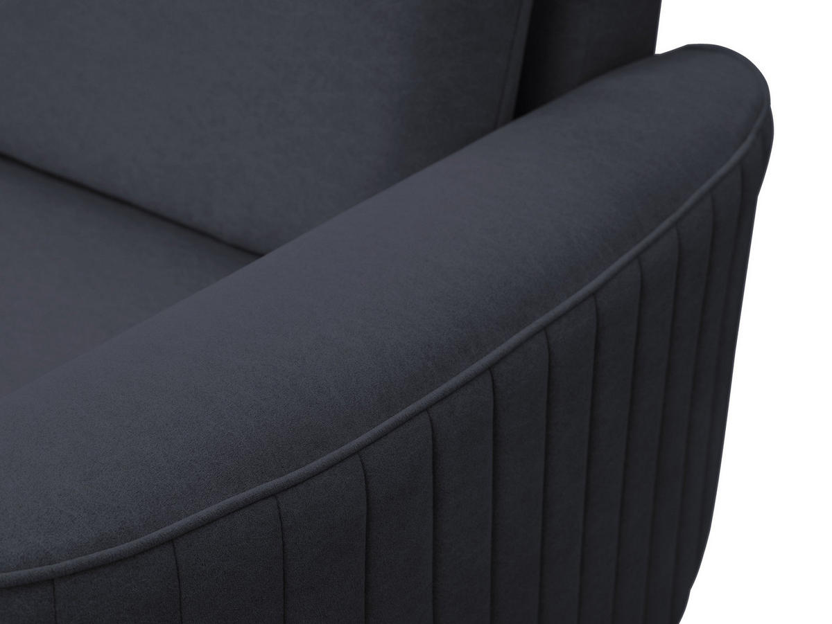 ECKSOFA VELA R-S Dunkelblau Velours-Stoff mit Schlaffunktion - Dunkelblau, Holz (251/251cm) - MASSENO