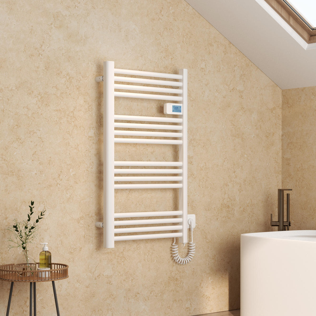 HEIZKÖRPER Elektrischer Handtuchhalter Weiß 96/54/4,3 cm - Weiß, Metall (54/96/4.3cm) - EMKE