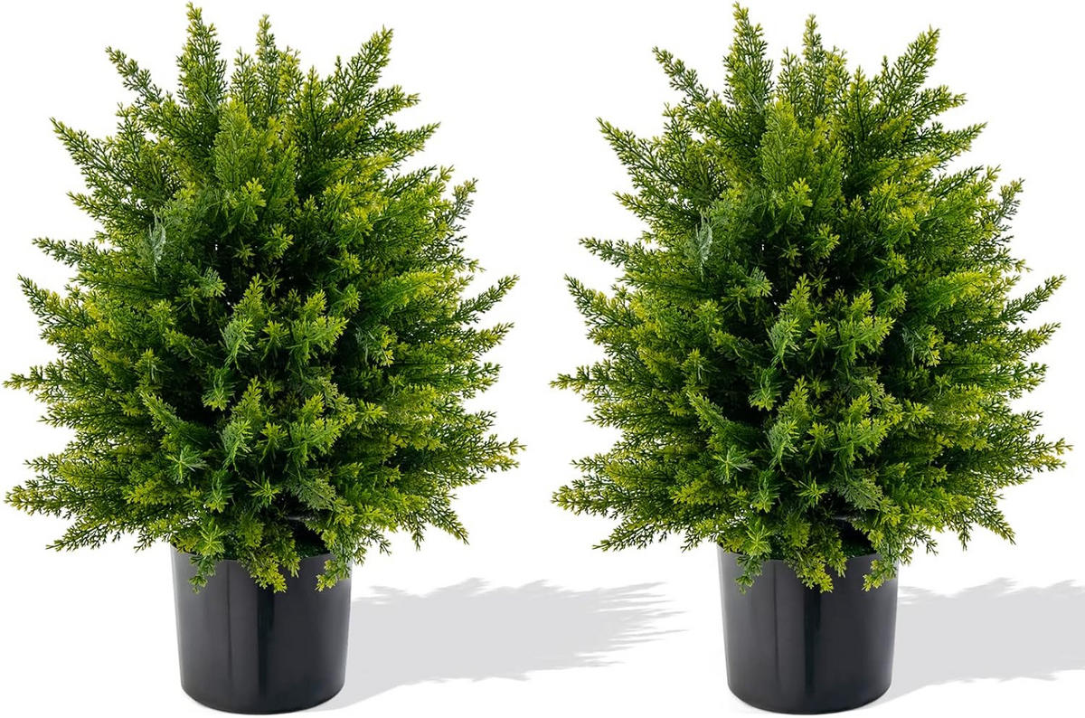 BUCHSBAUMKUGEL Zeder Grün(2er-Set) - Grün, Kunststoff (55cm) - COSTWAY