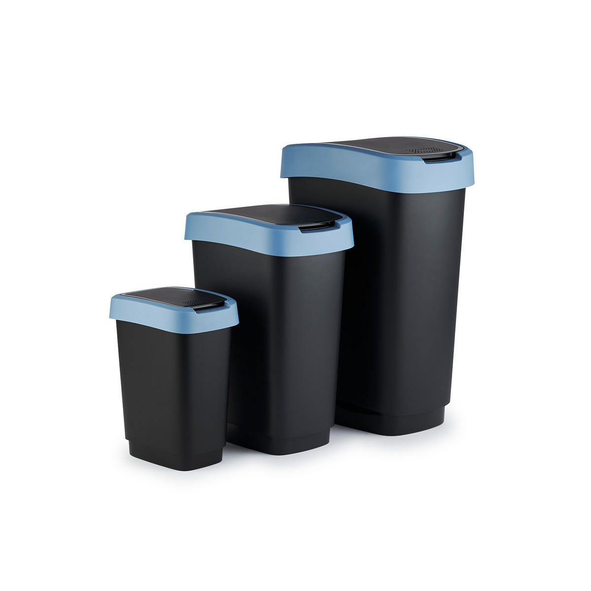 MÜLLEIMER 50 Liter 60x29,8x40 cm Kunststoff Schwarz-Blau - Blau/Schwarz, Kunststoff (29.8/60.2/40.1cm) - PROREGAL