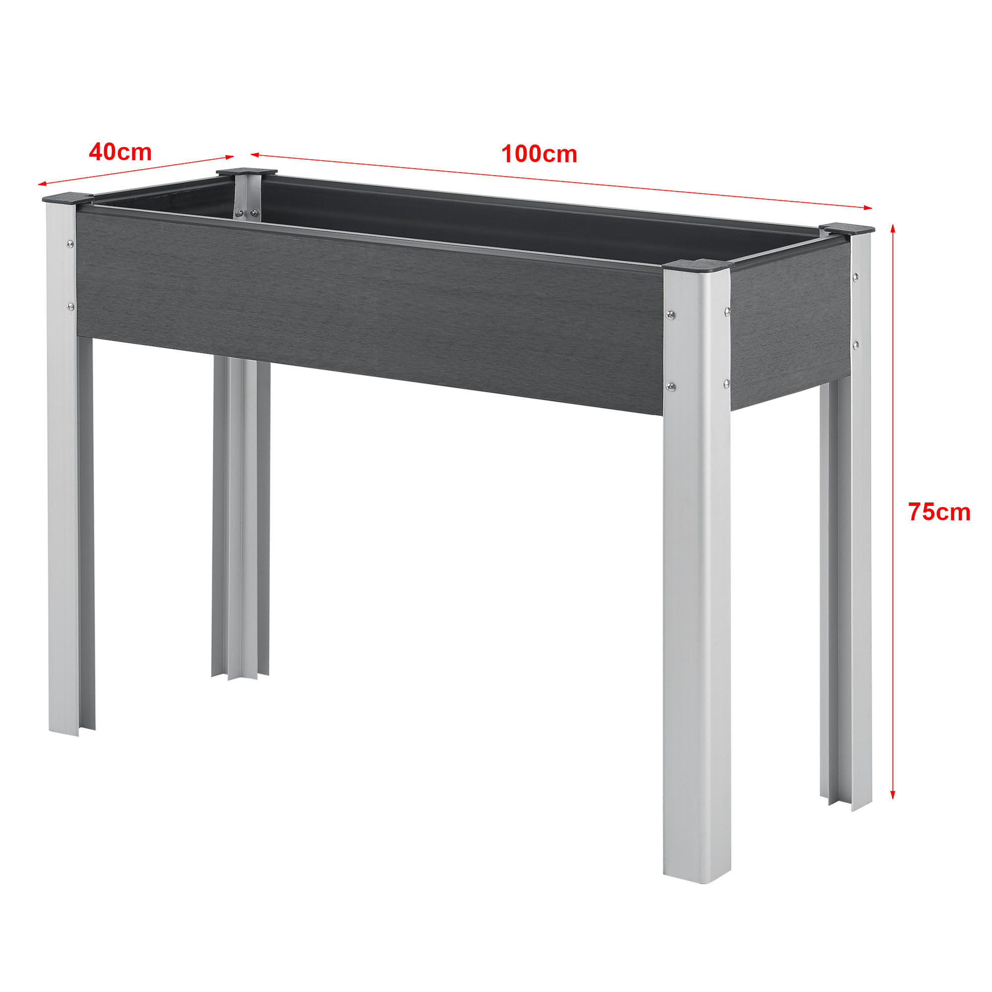 HOCHBEET Beverwijk - Dunkelgrau, Metall (100/75/40cm) - [en.casa]