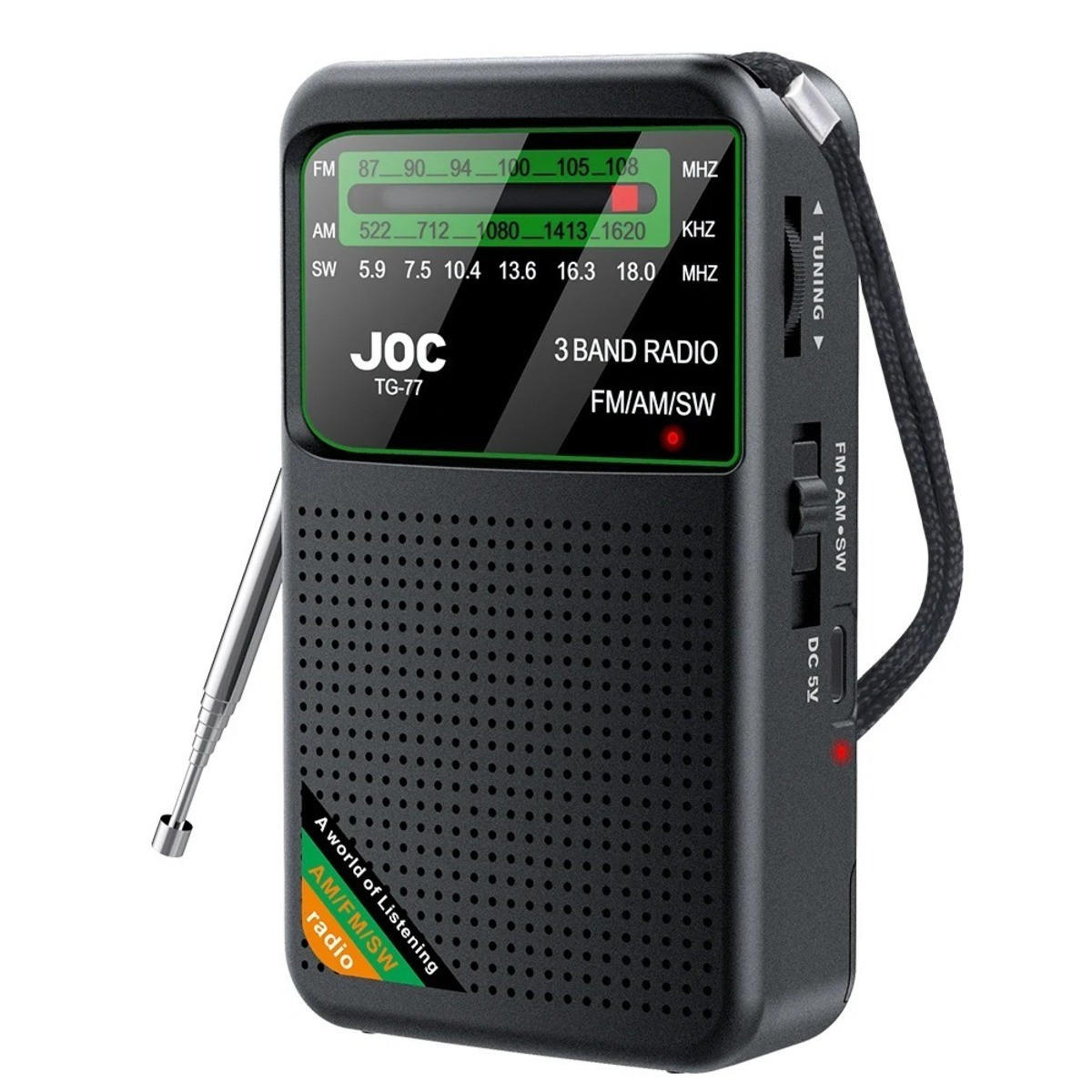 RADIO 7/3.4/12.9 cm - Schwarz, Kunststoff (7/3.4/12.9cm) - Authentics