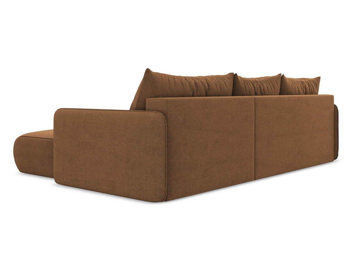 ECKSOFA mit Schlaffunktion Strukturstoff Stoff Orange - Terra cotta/Schwarz, Kunststoff/Textil (240/148cm) - Makamii