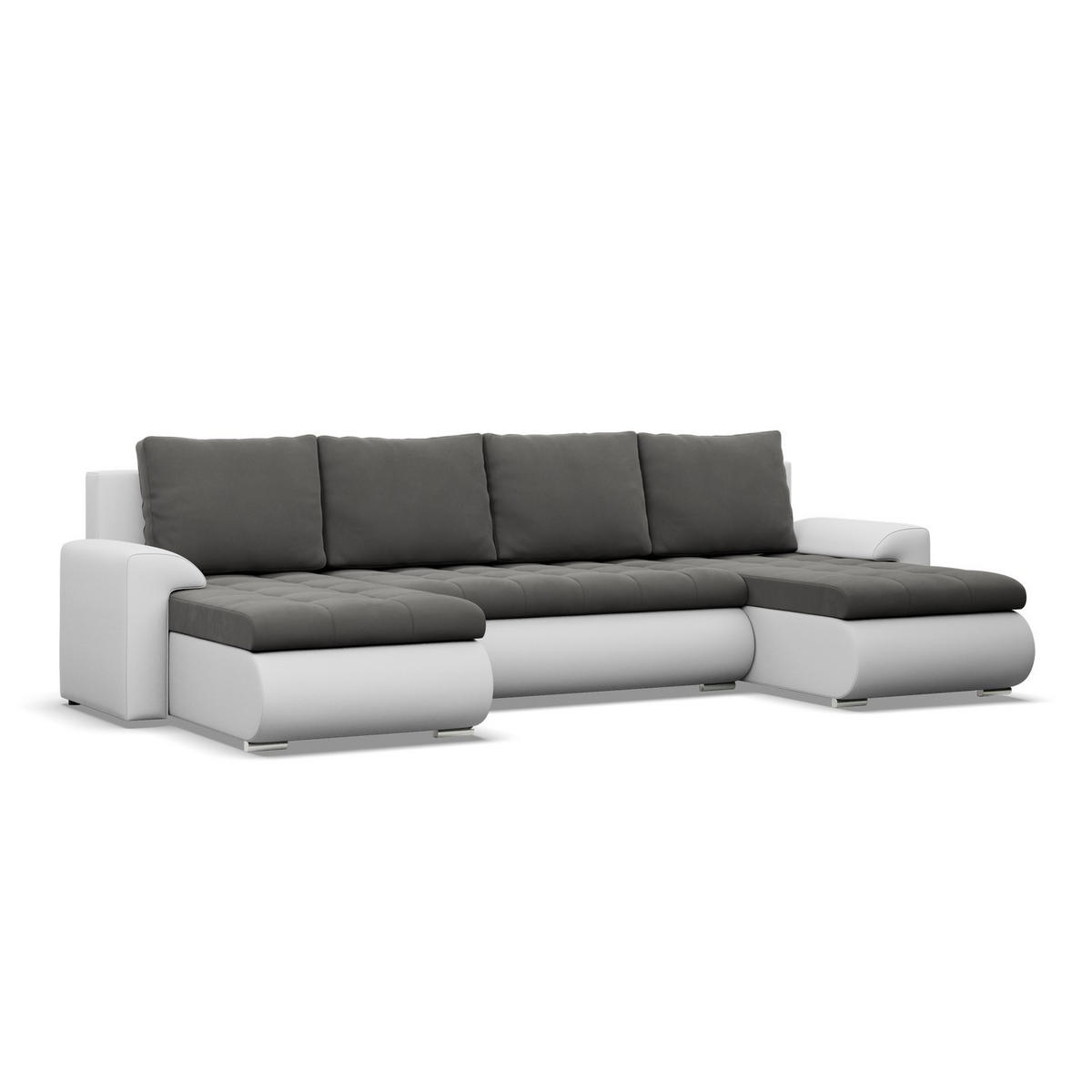 U-SOFA MIT SCHLAFFUNKTION FORESTA, Dunkelgrau + Grau - Dunkelgrau/Hellgrau, Textil (302/89/159cm)