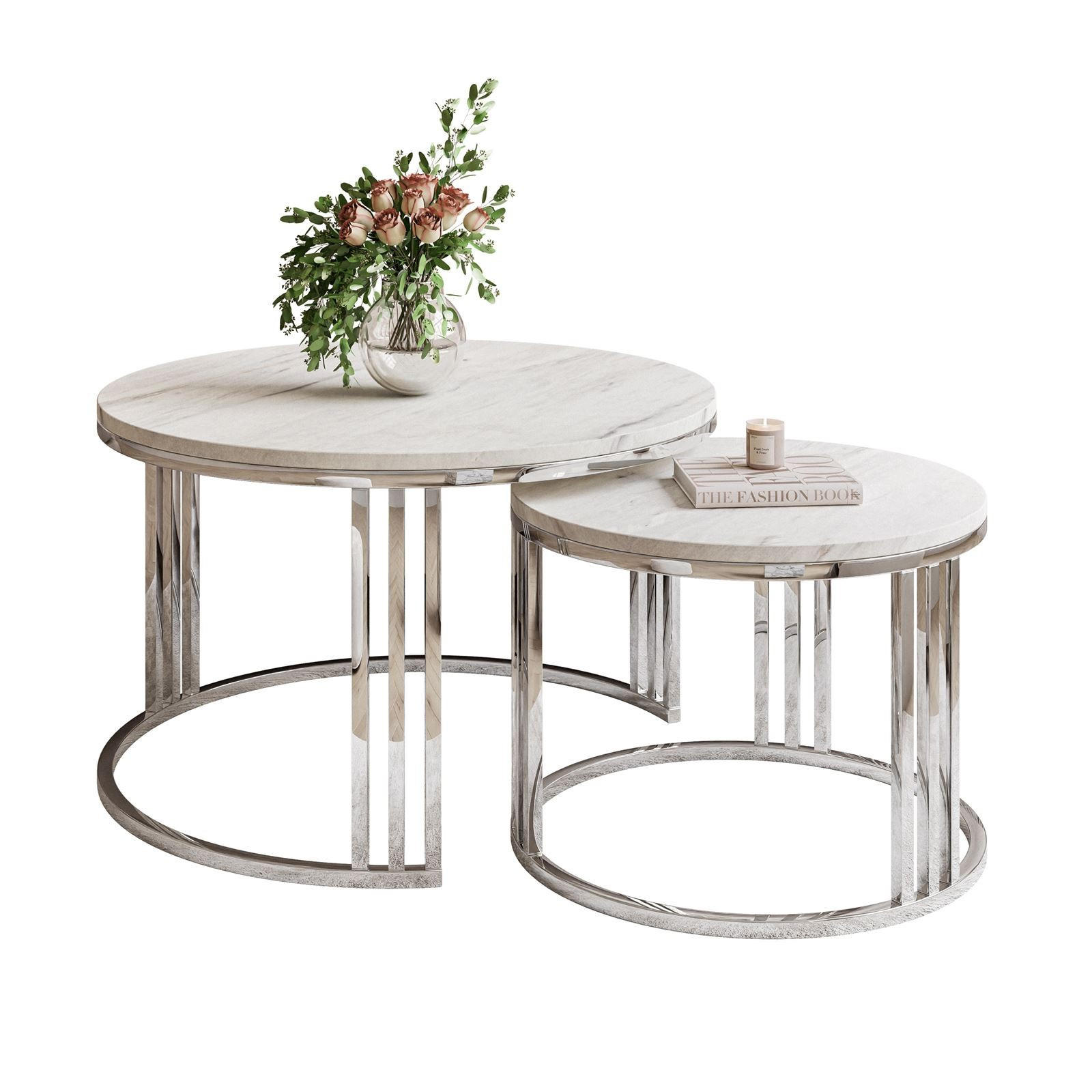 COUCHTISCH 2 in 1 LORI LEVANTO verchromt silber - Silberfarben, Holzwerkstoff (70/70/49cm) - Lookway