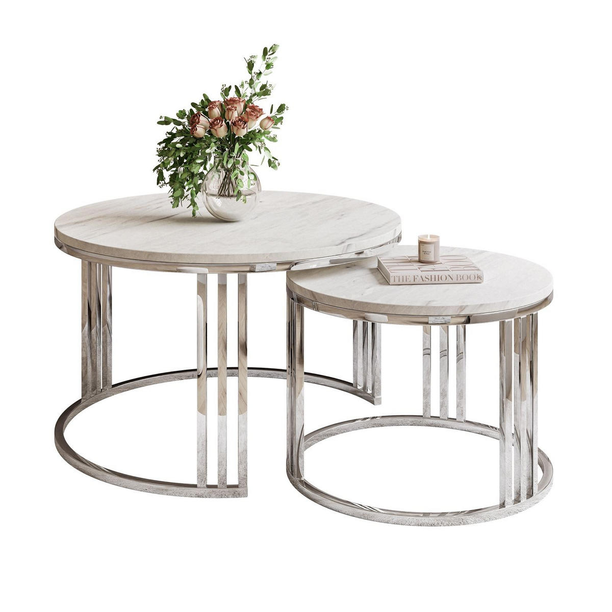 COUCHTISCH 2 in 1 LORI LEVANTO verchromt silber - Silberfarben, Holzwerkstoff (70/70/49cm) - Lookway