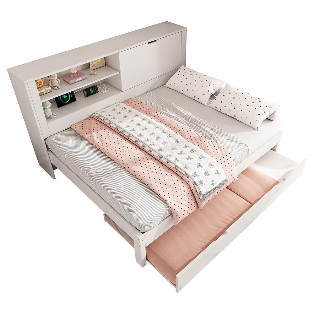 AUSZIEHBETT 140×190 cm mit Lattenrost in Weiß - Weiß, Holz (140/190cm)