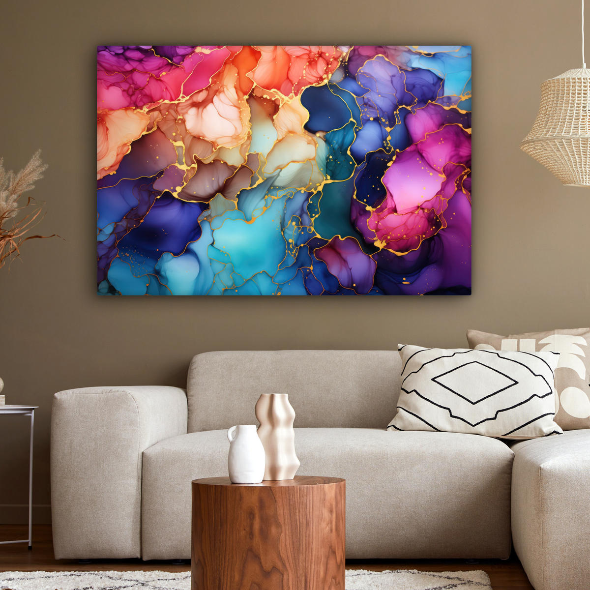 LEINWANDBILD Marmor - Bunt - Abstrakt Groß 140x90 cm - Multicolor, Textil (140/90cm) - MuchoWow