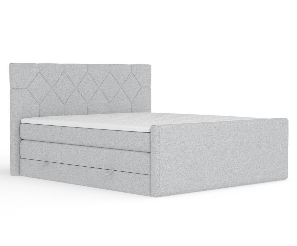 BOXSPRINGBETT Toma Hellgrau 140/200 cm - Hellgrau/Schwarz, Holz/Holzwerkstoff (140/200cm) - Maison de Reve