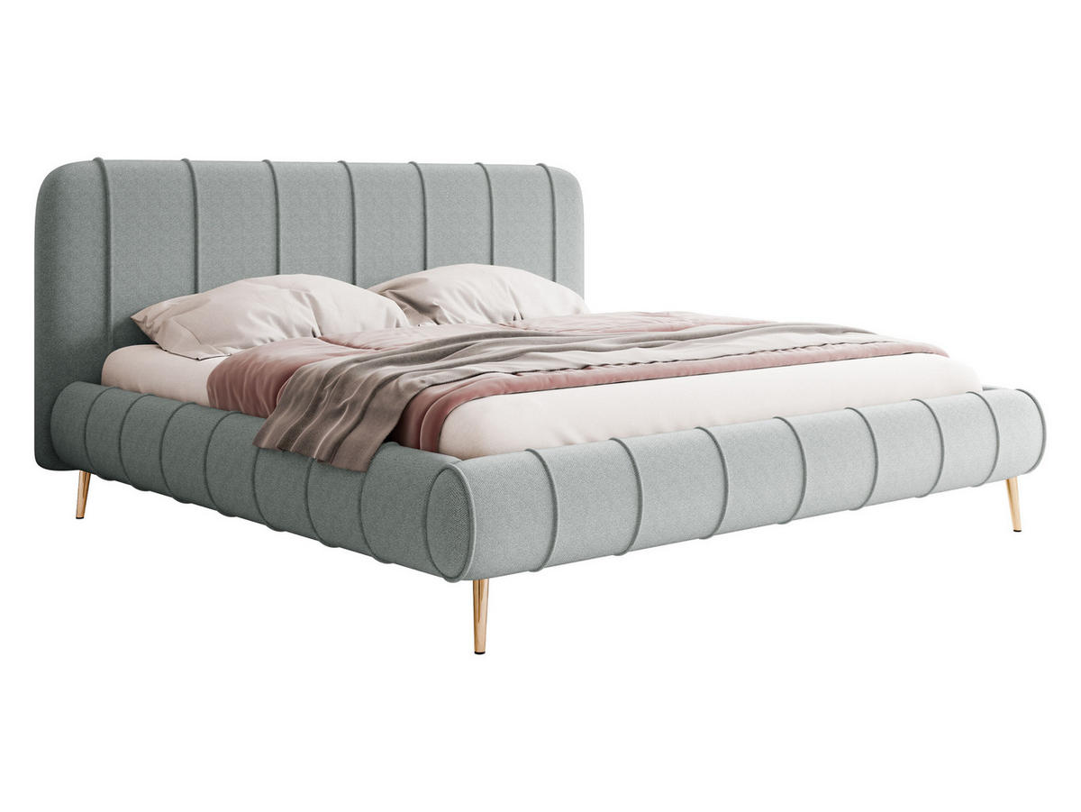 POLSTERBETT Slim XI mit Füße - Goldfarben/Hellgrau, Holz/Holzwerkstoff (180/200cm) - MIRJAN24