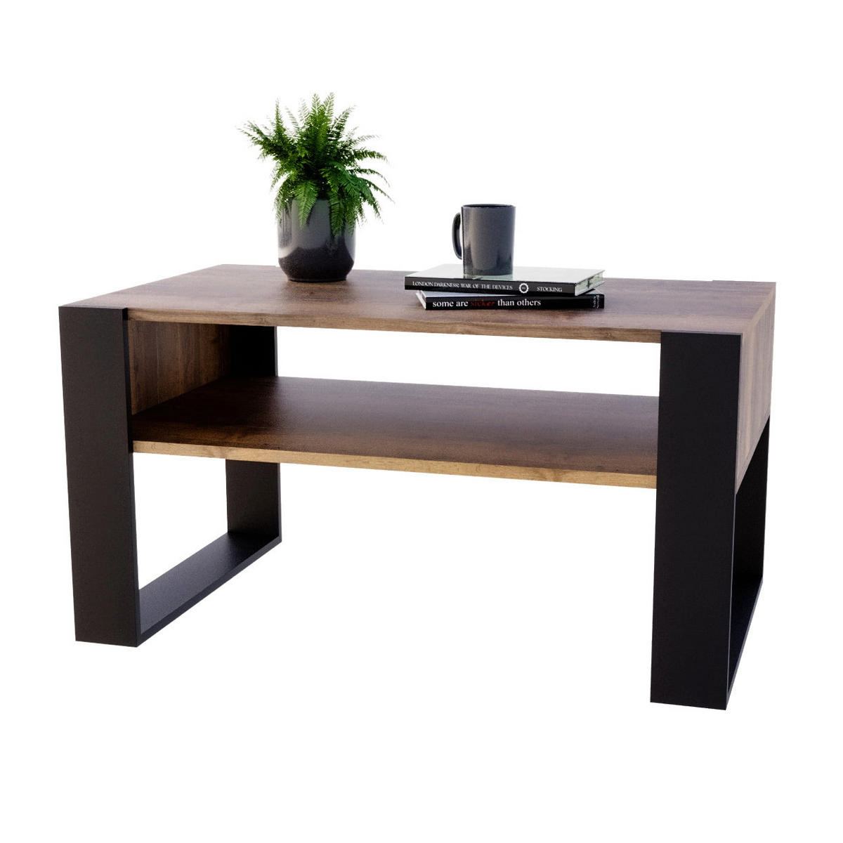 COUCHTISCH KARO 92 - Alteiche/Schwarz, Holz (53.6/92/45cm) - Mat-Haus