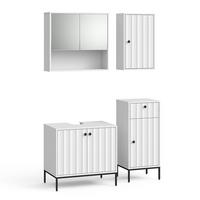 BADMÖBEL-SET Eliza Weiß Riffel 4 Teile - Weiß, Holzwerkstoff (70/65/45cm) - Vicco