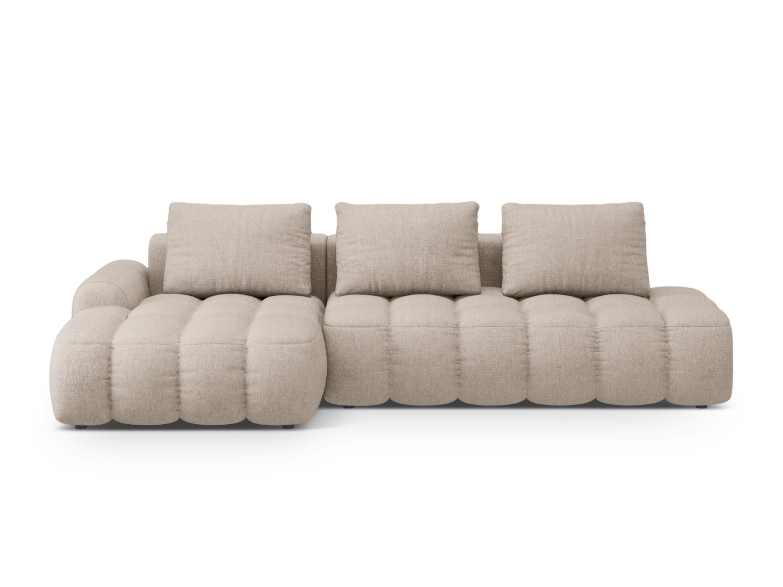 AUSKLAPPBARES-ECKSOFA links mit Container Linz aus strukturiertem Stoff sandfarben 3 Sitzplätze - Sandfarben, Textil (142/275cm) - Cosmopolitan Design