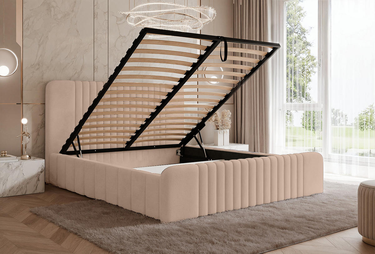 POLSTERBETT Pariotto 120x200 cm, Hellrosa - Hellrosa, Textil (120/200cm) - Fedve