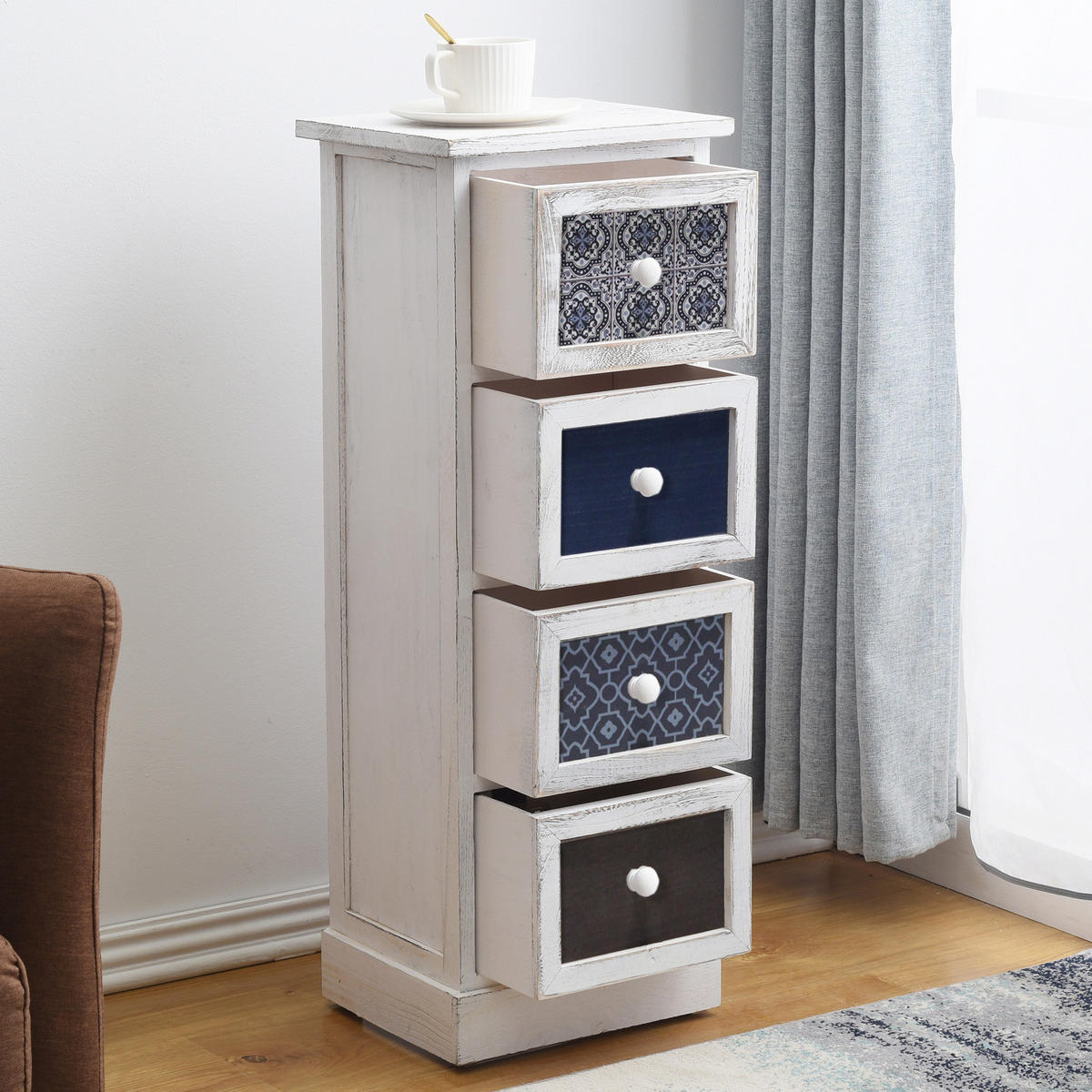 KOMMODE Weiß 25/30/76 cm - Weiß, Holz (25/76/30cm) - Mobili Rebecca