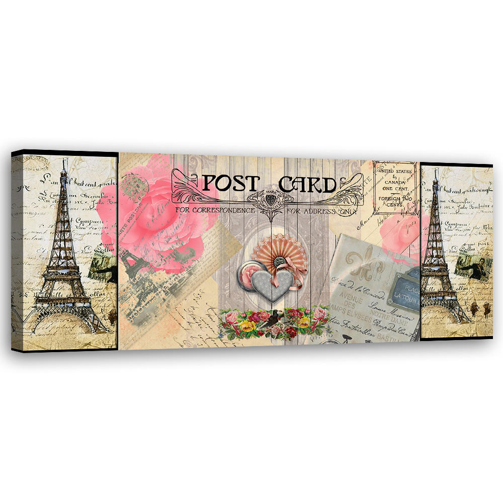 WANDBILD postkarte aus frankreich - Pink, Textil (90/30cm) - Feeby