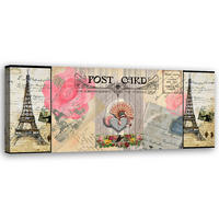 WANDBILD postkarte aus frankreich - Pink, Textil (90/30cm) - Feeby