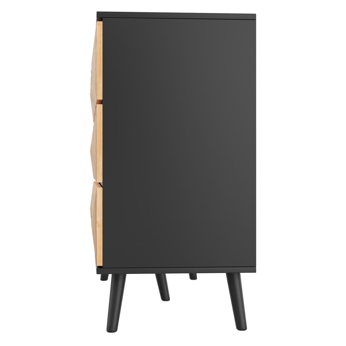 SIDEBOARD Schwarz Holzoptik erhabene Türen modern - Multicolor, Holzwerkstoff (40/85/120cm) - FLIEKS