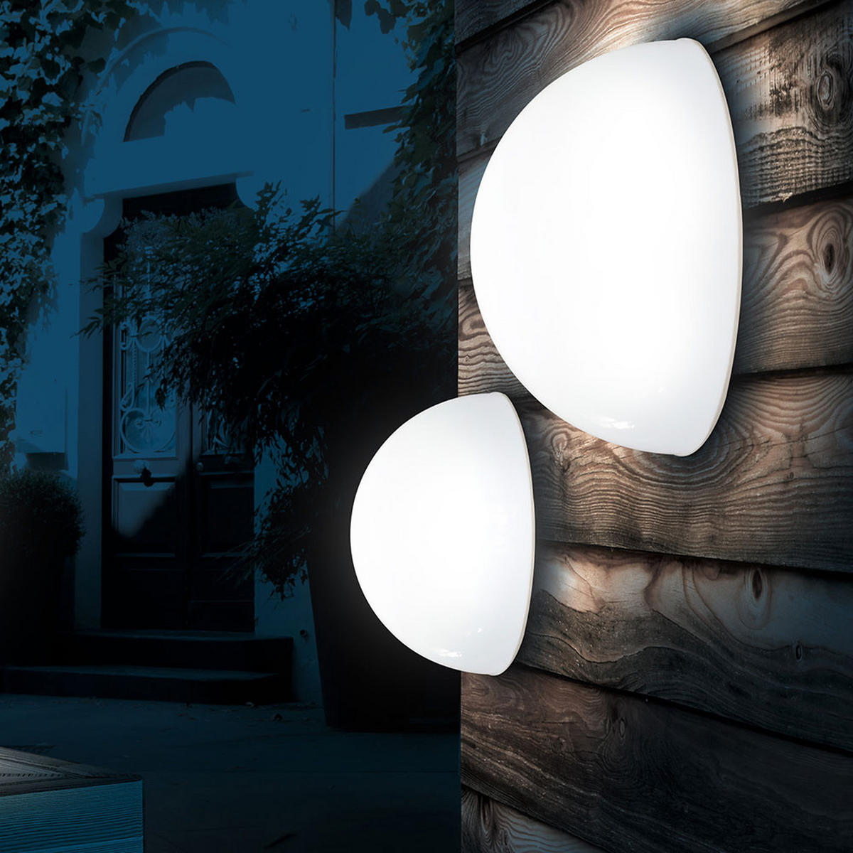 LED AUSSENLEUCHTE Halbkugel Weiß opal 2er Set - Weiß, Kunststoff (20/20/10cm)