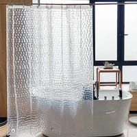DUSCHVORHANG EVA 3D 180 x 180 cm transluzent waschbar mit Haken für Badewanne Badezimmer - Transparent, Kunststoff (180/180cm) - MCBOSON