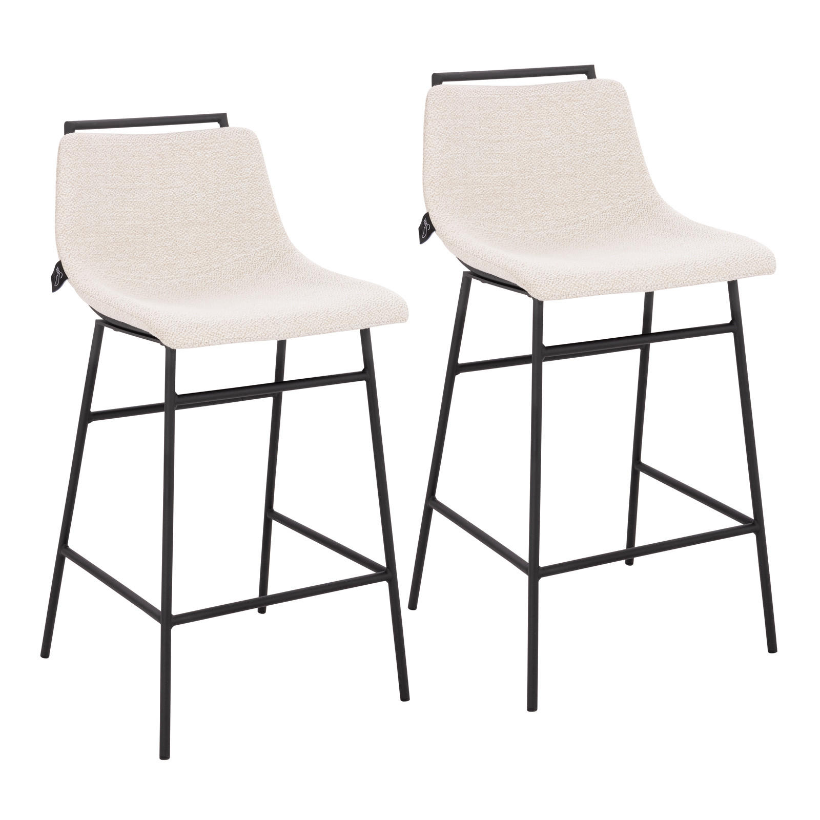 BARHOCKER CAMILLE 2er Set Boucle Weiß - Weiß, Textil (44/91/50cm) - SVITA