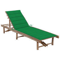 GARTEN-SONNENLIEGE mit Auflage Bambus - Grün, Holz (65/87/200cm) - furnicato