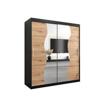 SCHWEBETÜRENSCHRANK 200/180/62 2-türig - Silberfarben/Schwarz, Holz/Kunststoff (180/200/62cm) - Abiks Möbel
