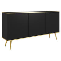 KOMMODE 160cm Rodi auf Beinen - 3 Türen, Schwarz + Gold - Goldfarben/Schwarz, Holz (160/85/39cm) - Emporius