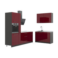 KUHINJA Fame-Line, Bordo visokog sjaja/Antracit, 220 x 120 cm, RP Mramor - bordo/antracit, drvni materijal (220/206.8/60cm) - Vicco