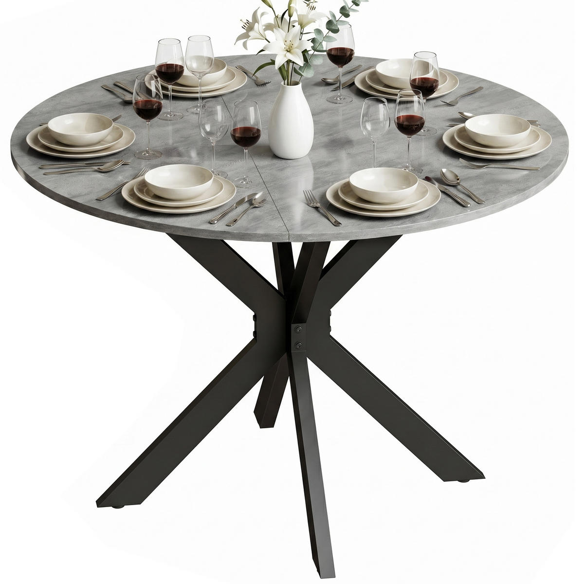 ESSTISCH Grau 1 Stück - Grau, Naturmaterialien (110/110/76cm) - GiPP