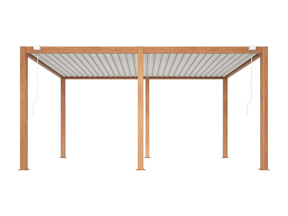 SELBSTTRAGENDE Pergola - 500cm x 300cm - Aluminium - naturfarben dunkel - AMALFI - Naturfarben, Metall (500/250/300cm) - Vente-Unique