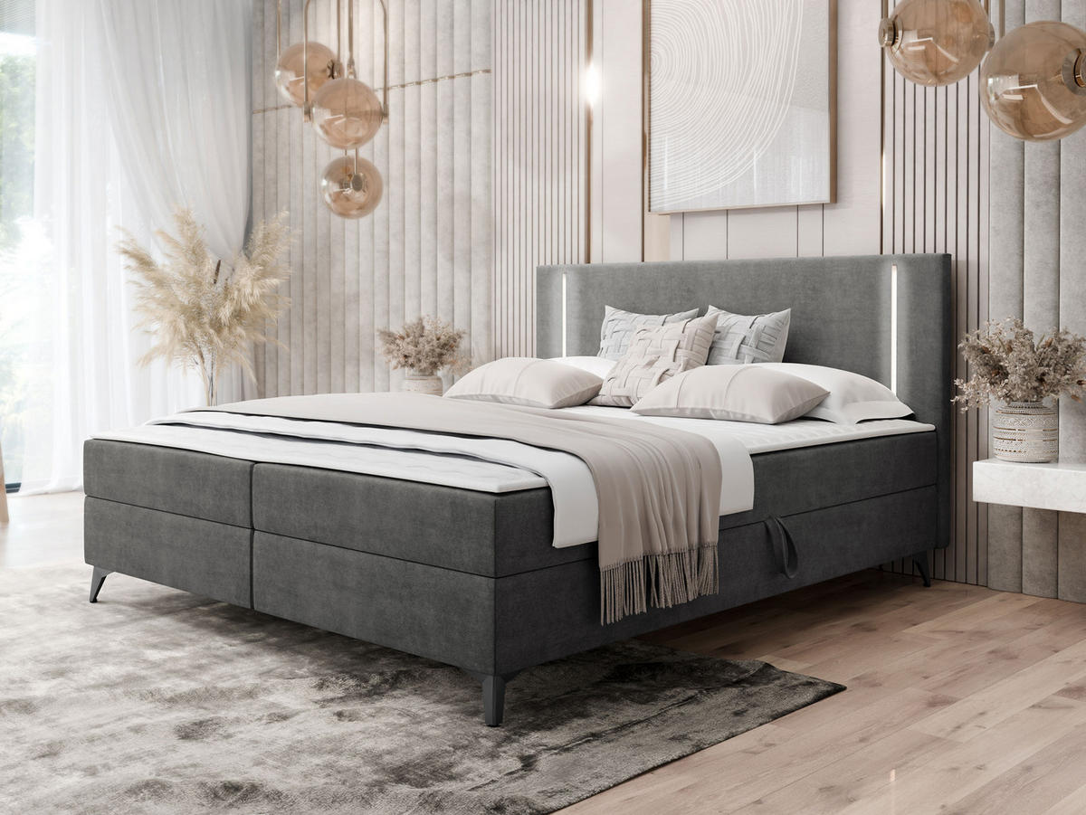 BOXBETT Ono 2 - Schwarz/Grau, Holz/Textil (160/200cm) - MIRJAN24