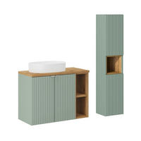 KOUPELNOVÝ NÁBYTEK 80.4cm Jade 2er-Set Zelená a dřevo - zelená barva, kompozitní dřevo (80.4/59.5/40cm) - Petits-meubles