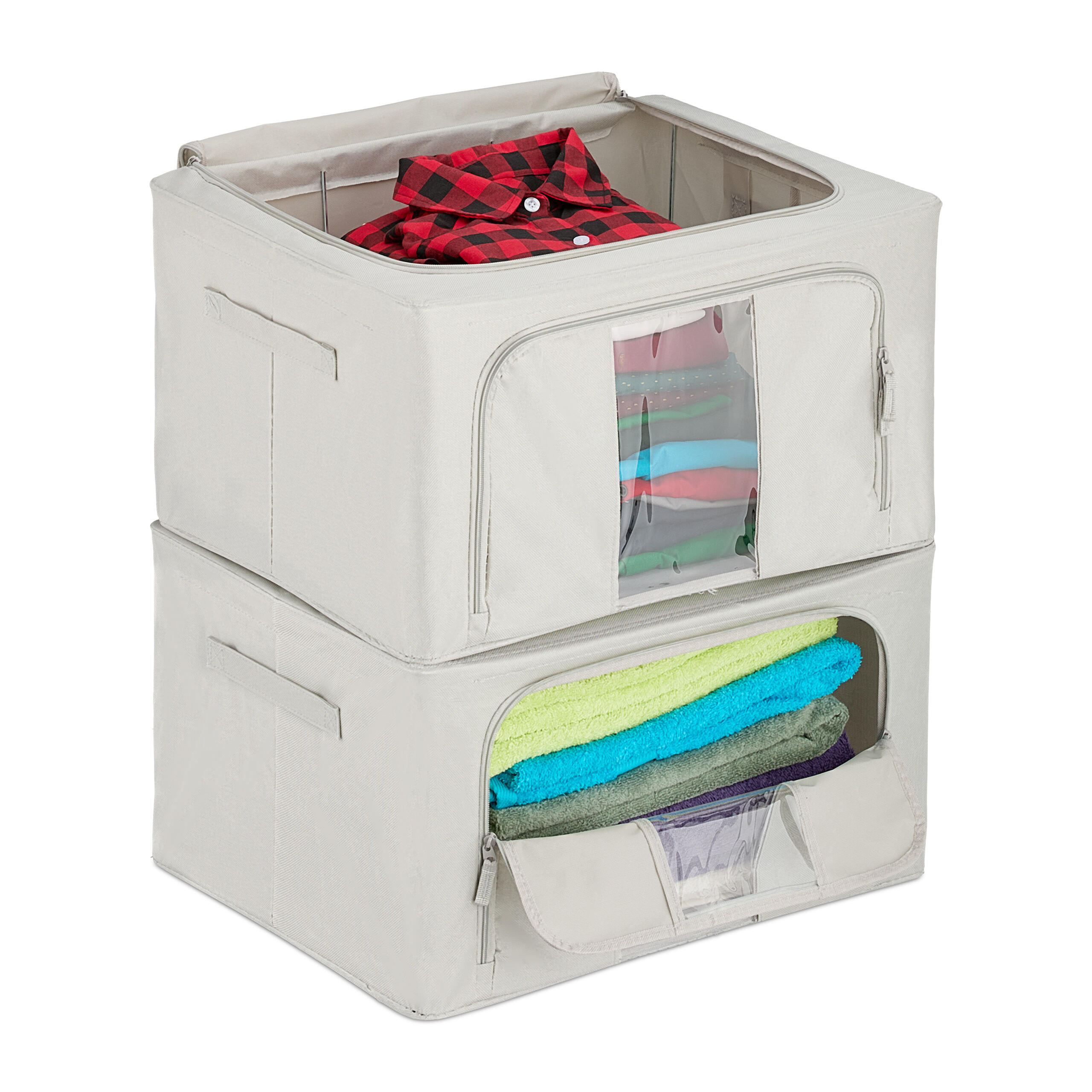 SÚPRAVA na uskladnenie - sivá, kov/textil - Relaxdays