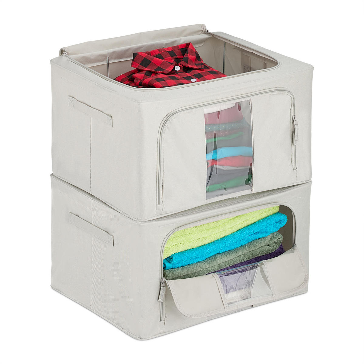 SÚPRAVA na uskladnenie - sivá, kov/textil - Relaxdays