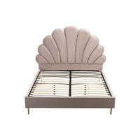 BETTRAHMEN - 2 Personen - samt - beige Livaya - Beige, Textil/Metall (140/190cm) - Vente-Unique