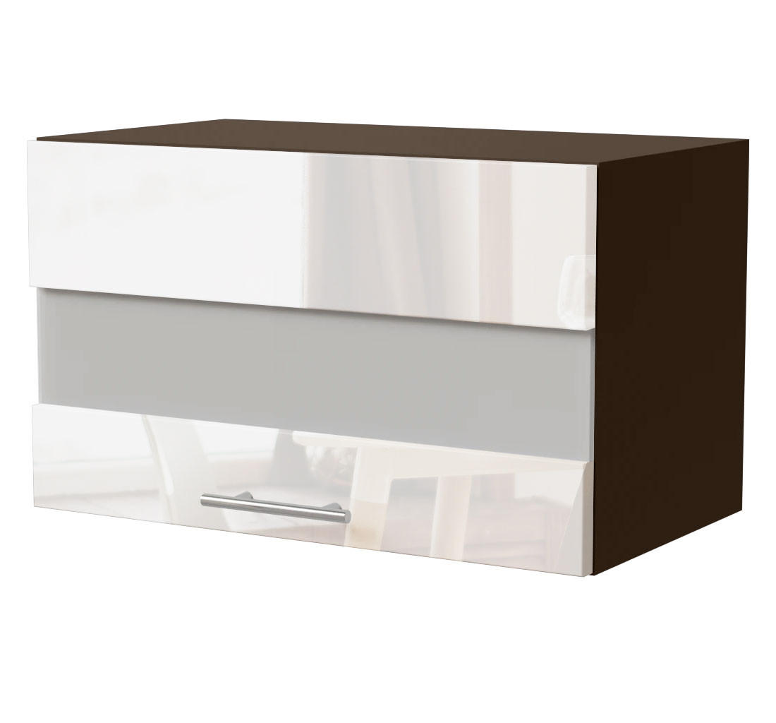 Feldmann-Wohnen Klapphängeschrank Weiß Hochglanz, Dunkelgrau 60x36x32.5 cm