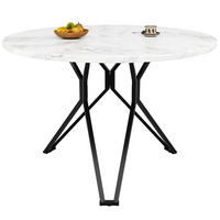 ESSTISCH 100/100/76 cm Schwarz runder Tisch mit MDF-Tischplatte in Marmoroptik und Metallgestell - Schwarz, Holzwerkstoff (100/100/76cm) - OKWISH