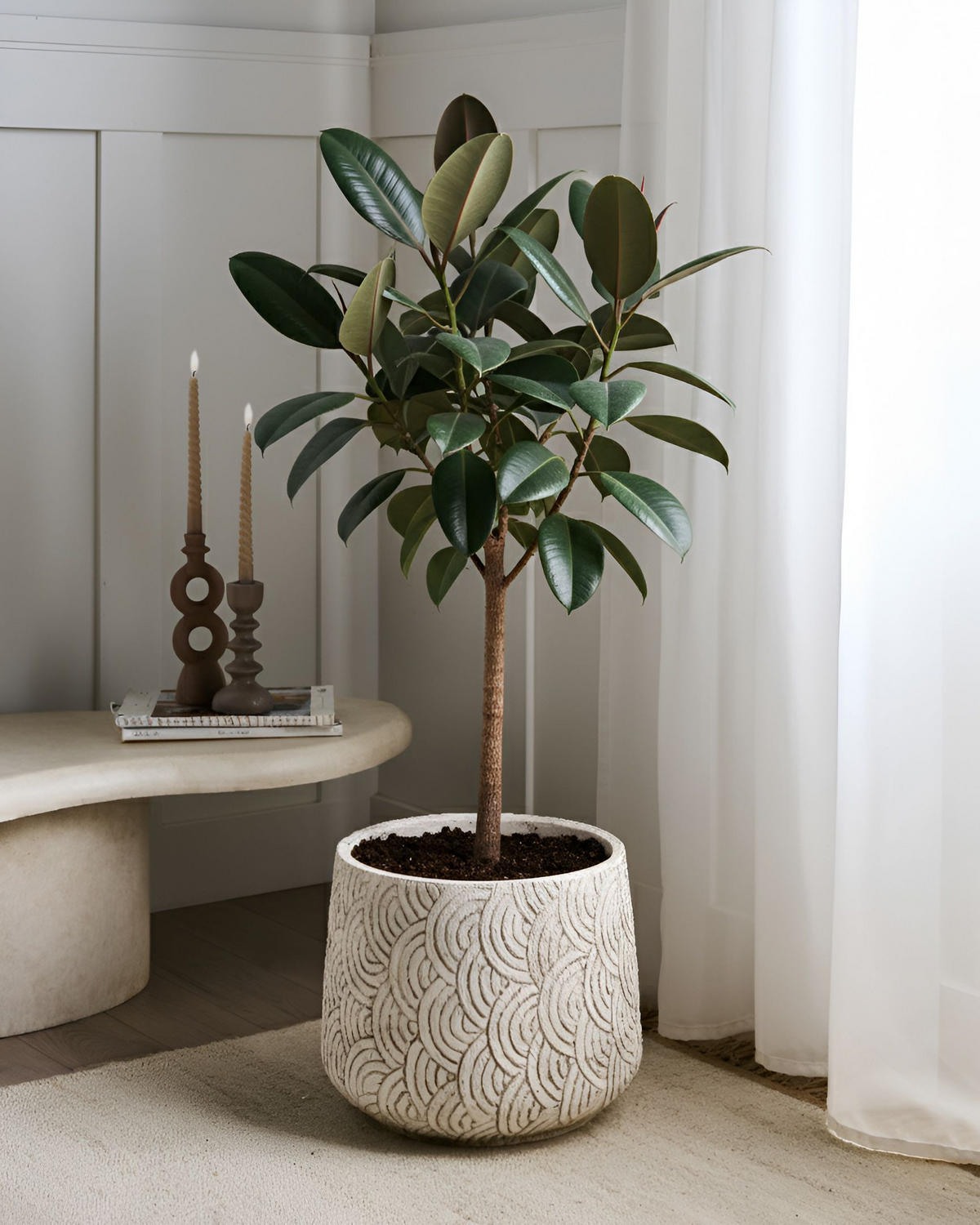 BLUMENKÜBEL Beige Eriros - Beige, Keramik (29cm) - Beliani