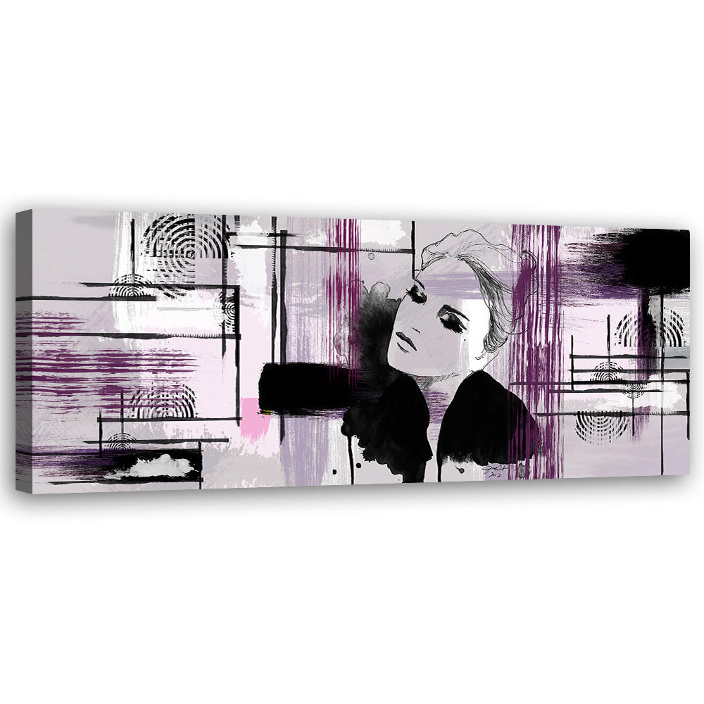 WANDBILD violette frau abstrakt - Pink, Textil (90/30cm) - Feeby