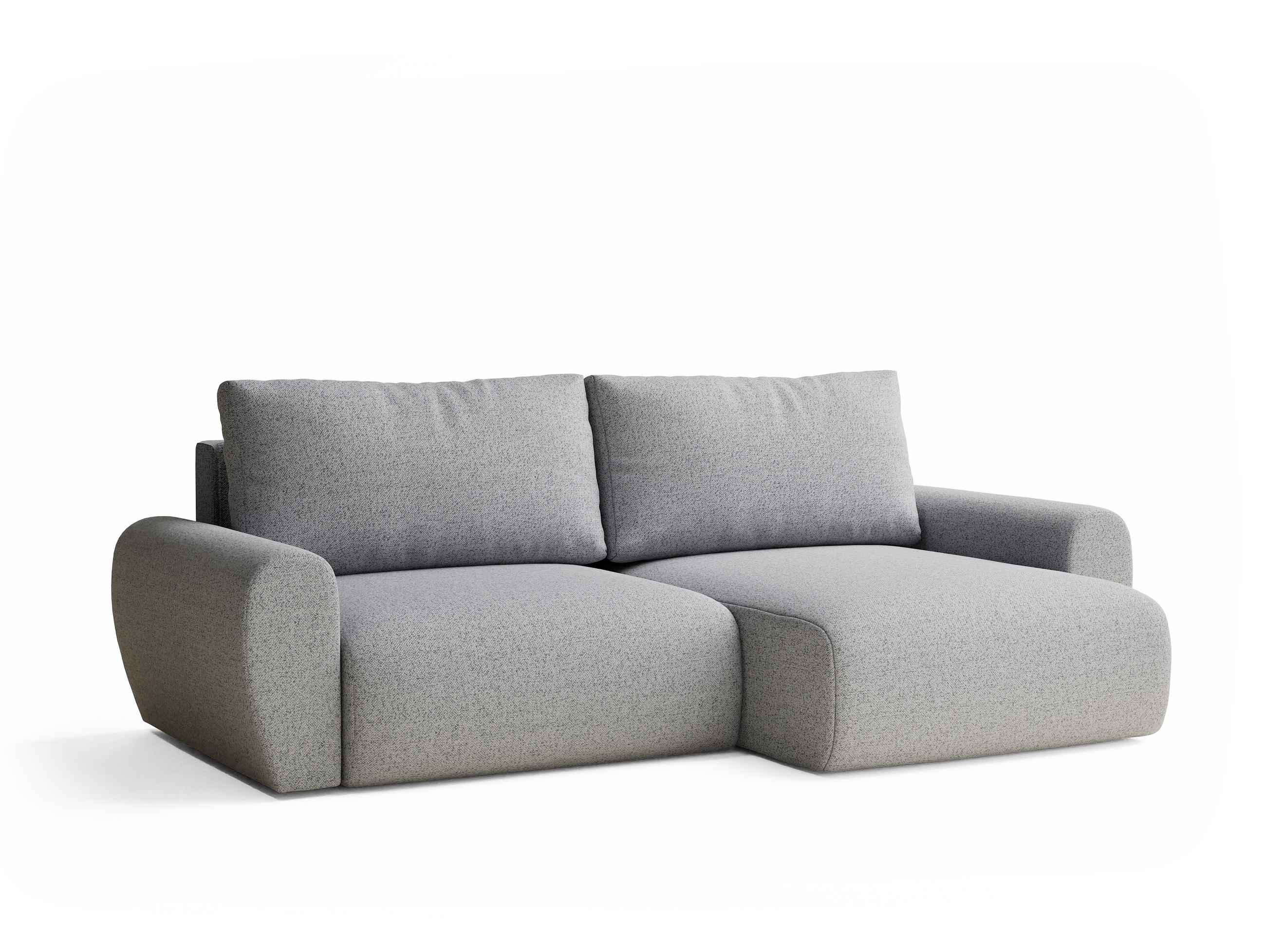 ECKSOFA MIT SCHLAFFUNKTION Numba Hellgrau Webstoff - Hellgrau/Schwarz, Holz/Holzwerkstoff (253/153cm) - Maison de Reve