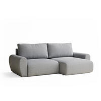 ECKSOFA MIT SCHLAFFUNKTION Numba Hellgrau Webstoff - Hellgrau/Schwarz, Holz/Holzwerkstoff (253/153cm) - Maison de Reve