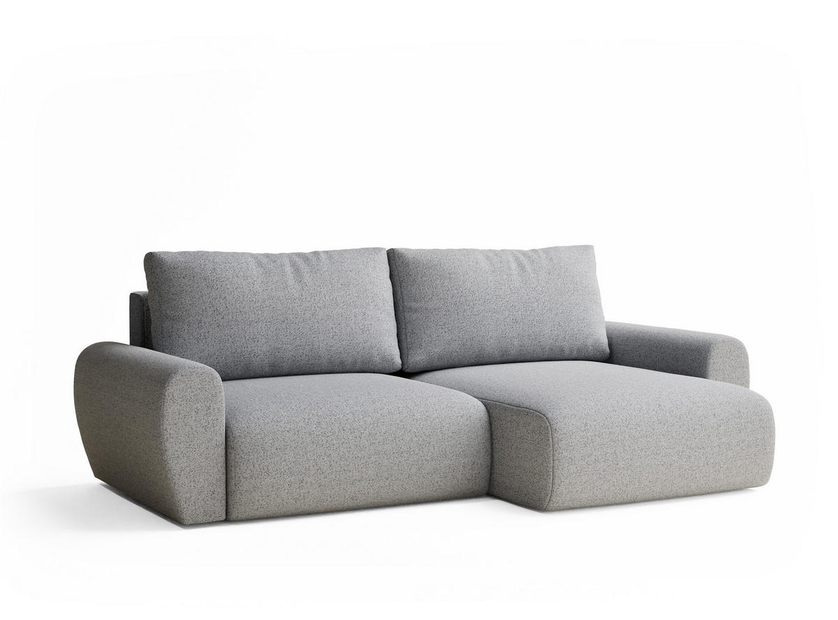 ECKSOFA MIT SCHLAFFUNKTION Numba Hellgrau Webstoff - Hellgrau/Schwarz, Holz/Holzwerkstoff (253/153cm) - Maison de Reve