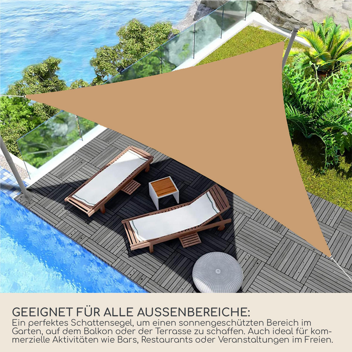 SONNENSEGEL Dunkelbeige 500/500/1 cm - Beige, Kunststoff (500/500cm) - Mobili Rebecca