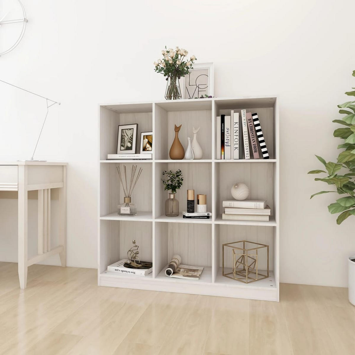 BÜCHERREGAL/RAUMTEILER Weiß 104x33,5x110 cm Massivholz Kiefer - Weiß, Holz (104/110/33.5cm) - furnicato