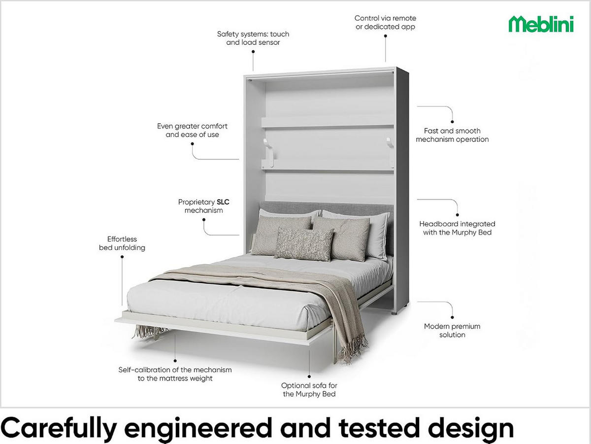 SCHRANKBETT BED CONCEPT BC-36 - Weiß/Grau, Holzwerkstoff (140/200cm)