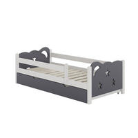 KINDERBETT Jessica Grau 80x160 cm mit Schublade, ohne Matratze - Weiß/Grau, Holzwerkstoff (166/53/86cm) - VitaliSpa