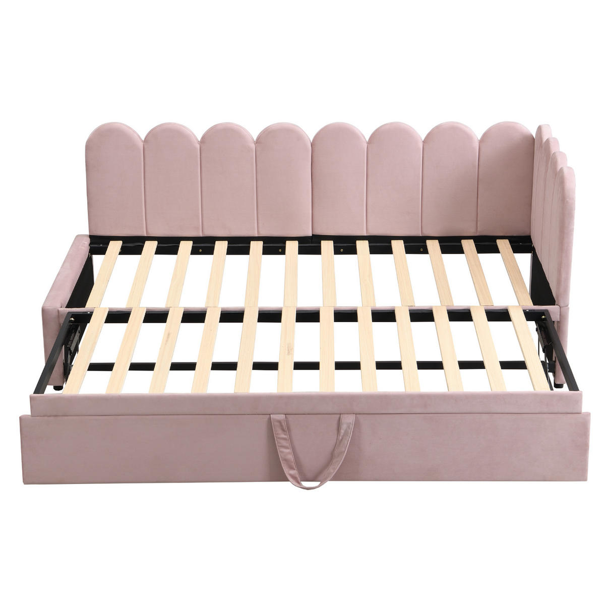 POLSTERBETT aus Samt 90x200 cm in Rosa mit Ausziehbett - Rosa, Textil (90/200cm) - Modfu